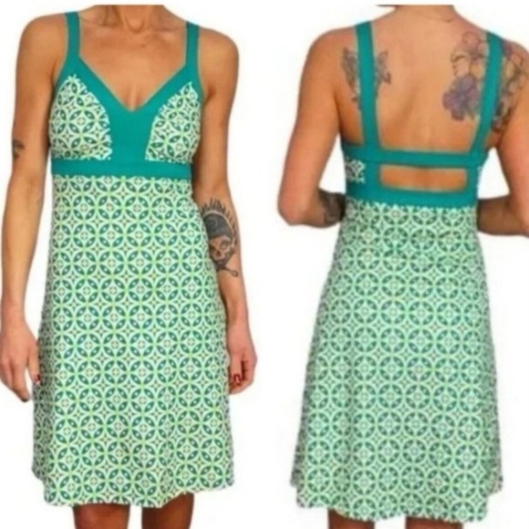 Patagonia Dress Women’s Size Medium Teal Green Minette Jersey Knit V-Neck - Picture 8 of 9